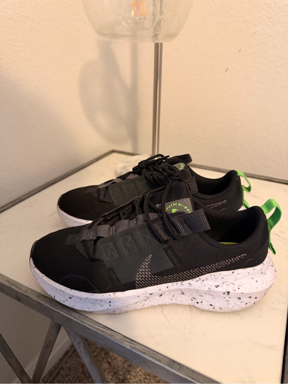 Nike Kids Black Sneakers with Neon Green Accents